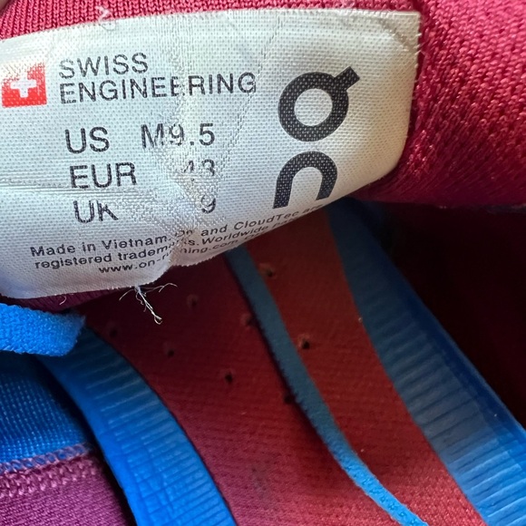 On Cloud x 1.0 Midnight Cobalt Blue Red Running Shoes 9.5 - Picture 7 of 8